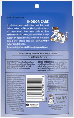 Show full view: Temptations Indoor Care Chicken Flavor Soft & Crunchy Cat Treats, 2.1-oz bag slide 3 of 11