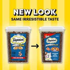 Temptations Jumbo Stuff Savory Salmon Flavor Soft & Crunchy Cat Treats, 14-oz tub slide 2 of 9