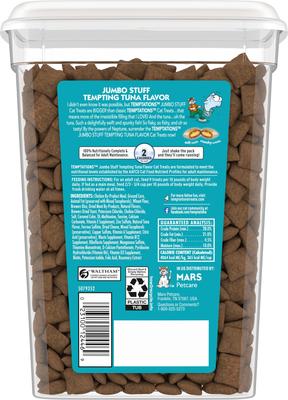 Show full view: Temptations Jumbo Stuff Tempting Tuna Flavor Soft & Crunchy Cat Treats, 14-oz tub slide 3 of 11