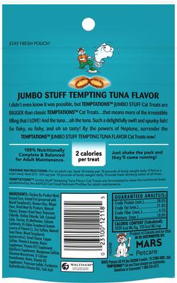 Show full view: Temptations Jumbo Stuff Tempting Tuna Flavor Soft & Crunchy Cat Treats, 2.47-oz bag slide 3 of 11