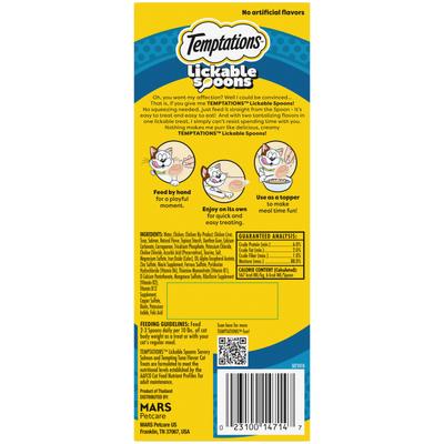 Show full view: Temptations Lickable Spoons Salmon & Tuna Topper Lickable Cat Treats, .353-oz spoon, box of 4 slide 3 of 11