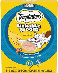 Temptations Lickable Spoons Salmon & Tuna Topper Lickable Cat Treats, .353-oz spoon, box of 8
