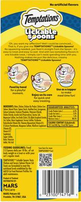 Show full view: Temptations Lickable Spoons Tasty Chicken & Savory Salmon Cat Lickable Treats, .353-oz spoon, box of 4 slide 3 of 11