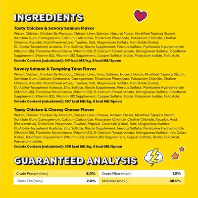 Show full view: Temptations Lickable Spoons Variety Pack with Chicken & Salmon Lickable Cat Treats, 16.9-oz box, case of 48 slide 7 of 11