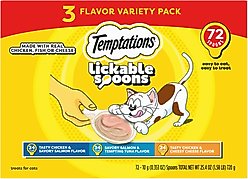 Temptations Lickable Spoons Variety Pack with Chicken & Salmon Lickable Cat Treats, 25.4-oz box, case of 72 slide 1 of 9