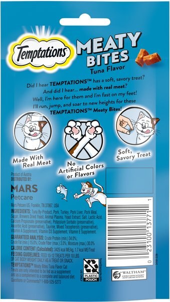 Temptations Meaty Bites Tuna Flavor Soft & Savory Cat Treats