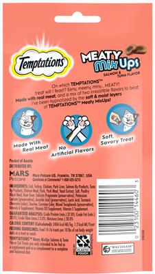 Show full view: Temptations Meaty MixUps Salmon & Tuna Bites Soft & Chewy Cat Treats, 1.5-oz pouch slide 3 of 11