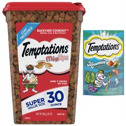 Temptations MixUps Backyard Cookout Flavor + Meowmaid Salmon & Tuna Flavors Soft & Crunchy Cat Treats