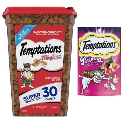 Show full view: Temptations MixUps Backyard Cookout Flavor + Purricorn Chicken Dairy & Shrimp Flavors Cat Treats slide 1 of 10