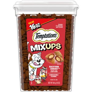 Temptations MixUps Backyard Cookout Flavor Soft & Crunchy Cat Treats, 16-oz tub