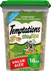 Temptations Mixups Catnip Fever Treats + Frisco Bird Teaser with Feathers Cat Toy, Blue slide 2 of 7