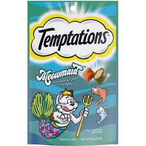 Temptations MixUps Meowmaid Salmon & Tuna Flavors Crunchy & Soft Cat Treats, 3-oz bag