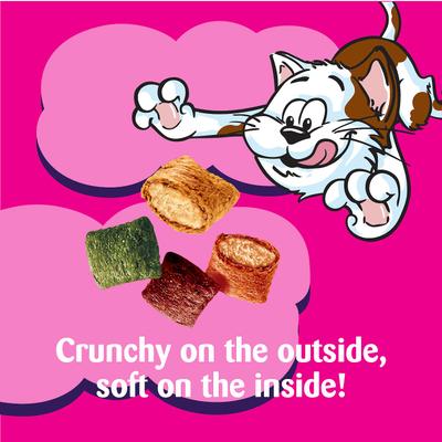 Show full view: Temptations MixUps Purricorn Chicken Dairy & Shrimp Flavors Crunchy & Soft Cat Treats, 3-oz bag slide 4 of 11