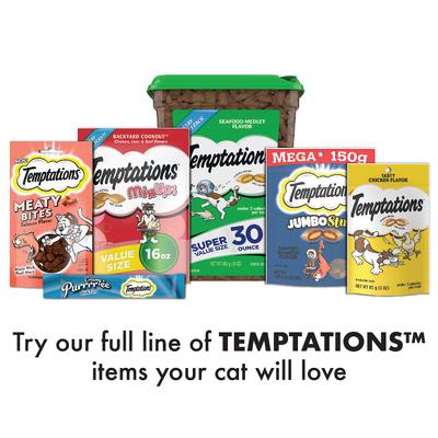 Show full view: Temptations MixUps Purricorn Chicken Dairy & Shrimp Flavors Crunchy & Soft Cat Treats, 3-oz bag slide 10 of 11