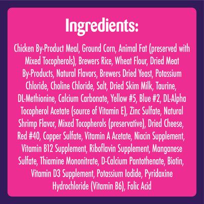 Show full view: Temptations MixUps Purricorn Chicken Dairy & Shrimp Flavors Crunchy & Soft Cat Treats, 3-oz bag, 36-oz bundle  slide 7 of 11