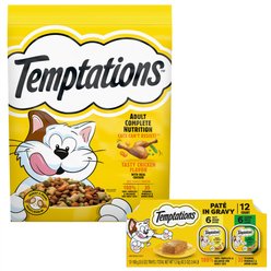 Temptations Pate in Gravy Flavor Variety Wet Food + Chicken Dry Cat Food