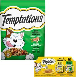 Temptations Pate in Gravy Flavor Variety Wet Food + Seafood Dry Cat Food