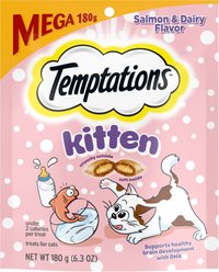 Temptations Salmon & Dairy Flavor Crunchy & Soft Kitten Treats, 6.3-oz bag