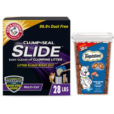 Temptations Temptations Savory Salmon Flavor Treats + Arm & Hammer Litter Slide Multi-Cat Scented Clumping Clay Cat Litter