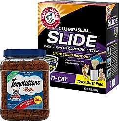 Temptations Savory Salmon Flavor Treats + Arm & Hammer Litter Slide Multi-Cat Scented Clumping Clay Cat Litter