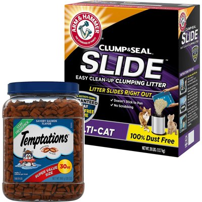 Temptations Temptations Savory Salmon Flavor Treats + Arm & Hammer Litter Slide Multi-Cat Scented Clumping Clay Cat Litter