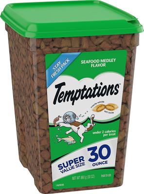 Show full view: Temptations Classic Seafood Medley Flavor Soft & Crunchy Cat Treats, 60-oz bundle  slide 8 of 11