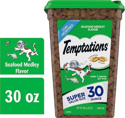 Show full view: Temptations Classic Seafood Medley Flavor Soft & Crunchy Cat Treats, 60-oz bundle  slide 9 of 11