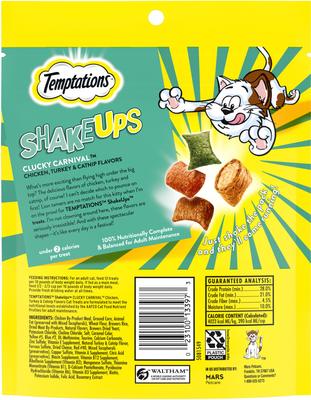 Show full view: Temptations ShakeUps Clucky Carnival Chicken, Turkey & Catnip Flavor Soft & Crunchy Cat Treats, 5.29-oz bag slide 3 of 11
