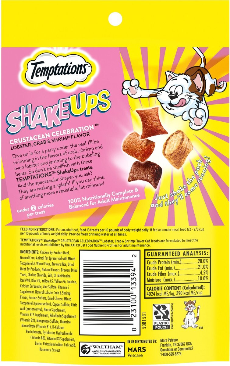 Temptations ShakeUps Crustacean Celebration Lobster, Crab & Shrimp Flavor Soft & Crunchy Cat Treats
