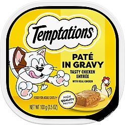 Temptations Tasty Chicken Flavor Pate in Gravy Wet Cat Food, 3.5-oz tray, case of 24