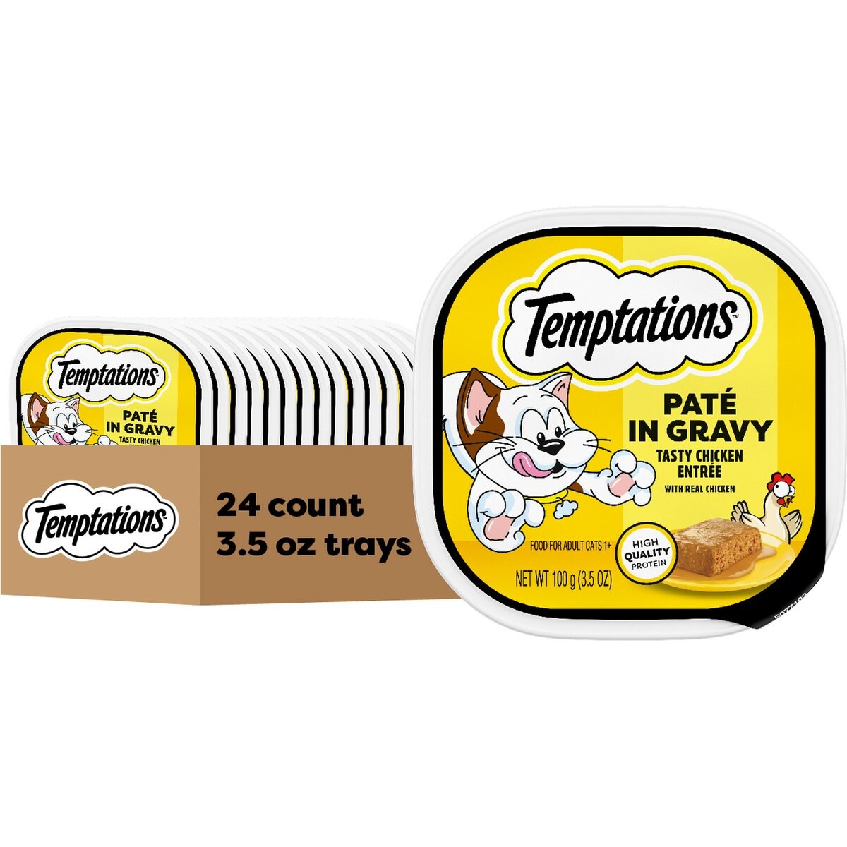 Temptations Tasty Chicken Flavor Pate in Gravy Wet Cat Food, 3.5-oz tray, case of 24