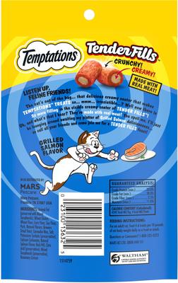 Show full view: Temptations Tender Fills Grilled Salmon Flavor Soft & Crunchy Cat Treats, 2.1-oz pouch slide 3 of 11