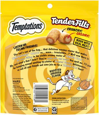 Show full view: Temptations Tender Fills Roasted Chicken Flavor Soft & Crunchy Cat Treats, 11.6-oz pouch slide 3 of 11