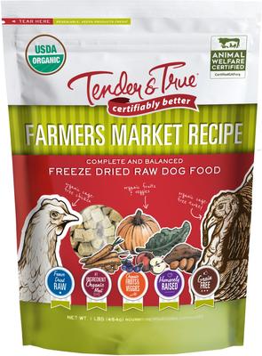 Show full view: Tender & True Farmers Market Recipe Freeze-Dried Raw Dog Food, 1-lb bag slide 1 of 9