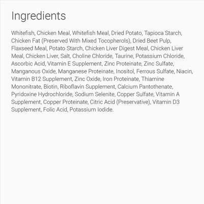 Show full view: Tender & True Limited Ingredient Ocean Whitefish & Potato Recipe Grain-Free Dry Cat Food, 3-lb bag slide 4 of 6