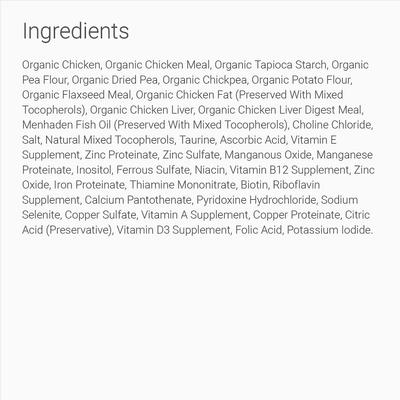 Show full view: Tender & True Organic Chicken & Liver Recipe Grain-Free Dry Cat Food, 7-lb bag slide 4 of 6