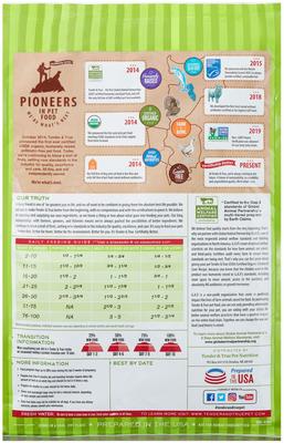 Show full view: Tender & True Organic Grain-Free Chicken & Liver Recipe Dry Dog Food, 20-lb bag slide 3 of 7