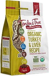 Tender & True Organic Grain-Free Turkey & Liver Recipe Dry Dog Food, 4-lb bag