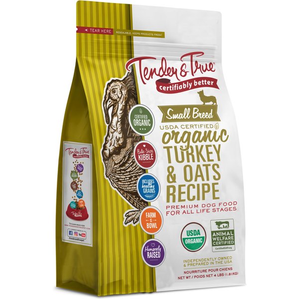 Tender & True Organic Turkey & Oats Recipe Small Breed Dry Dog Food, 4-lb bag