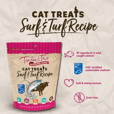 Show full view: Tender & True Surf & Turf Grain-Free Cat Treats, 3.75-oz bag slide 5 of 7