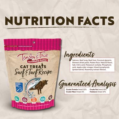 Show full view: Tender & True Surf & Turf Grain-Free Cat Treats, 3.75-oz bag slide 6 of 7