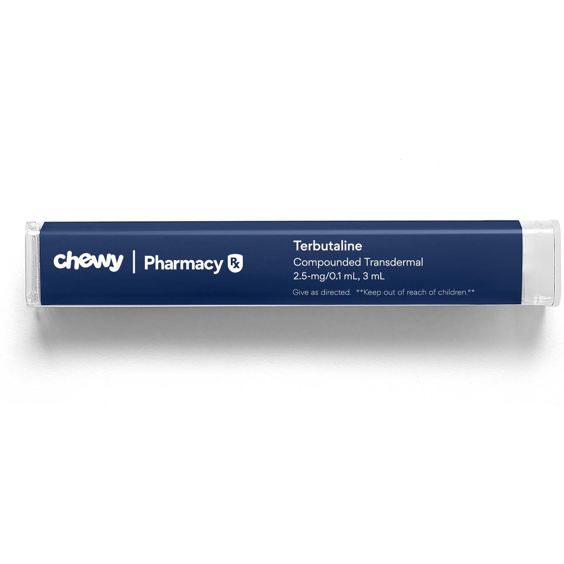 Terbutaline Sulfate Compounded Transdermal Cream, 2.5 mg/0.1 mL, 3 mL for Veterinary use (2 clicks=0.1 mL)