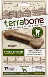 Terrabone Dental Bone Fresh Breath Dog Chew Treats, Small, 13 count
