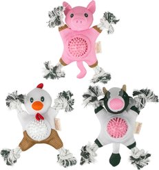 Territory 2-in-1 Farm Friends Fetch Ball & Rope Tug Dog Toys, 3 count