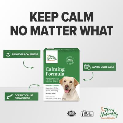 Show full view: Terry Naturally Animal Health Calming Formula Dog Supplement, 45 count slide 6 of 9