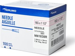 Terumo Hypodermic Thin Wall 18 Gauge Needles, 1.5 Inches, 100 count