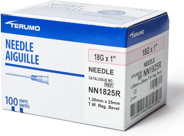 Terumo Hypodermic Thin Wall 18 Gauge Needles, 1 Inch