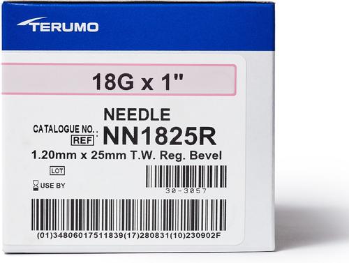Show full view: Terumo Hypodermic Thin Wall 18 Gauge Needles, 1 Inch, 100 count slide 3 of 5