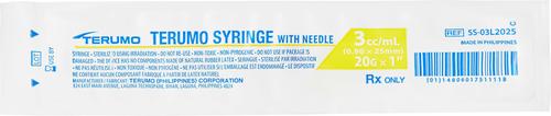 Show full view: Terumo Luerlock Syringes 20G, 1.5-inch, 3-cc, 100 syringes slide 6 of 7