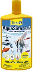 Tetra AquaSafe Plus Freshwater & Marine Aquarium Water Conditioner, 33.8-fl oz bottle